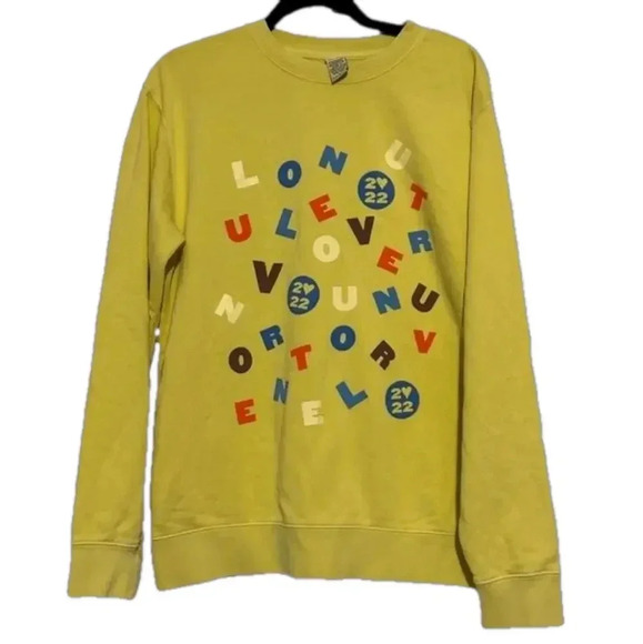 HARRY STYLES Love on Tour Yellow Alphabet Soup Crewneck Medium - Picture 1 of 3